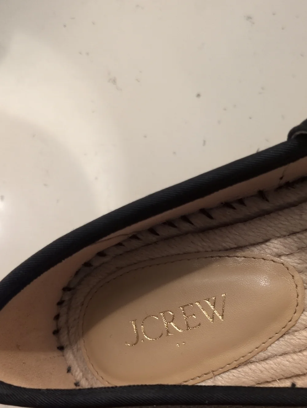 J. Crew Woven Metallic Mary Jane Espadrille with Black Trim SZ